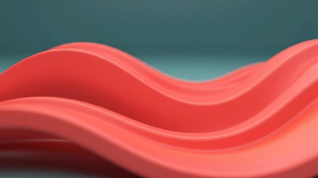 Abstract 3d render of smooth flowing coral waves on a teal background