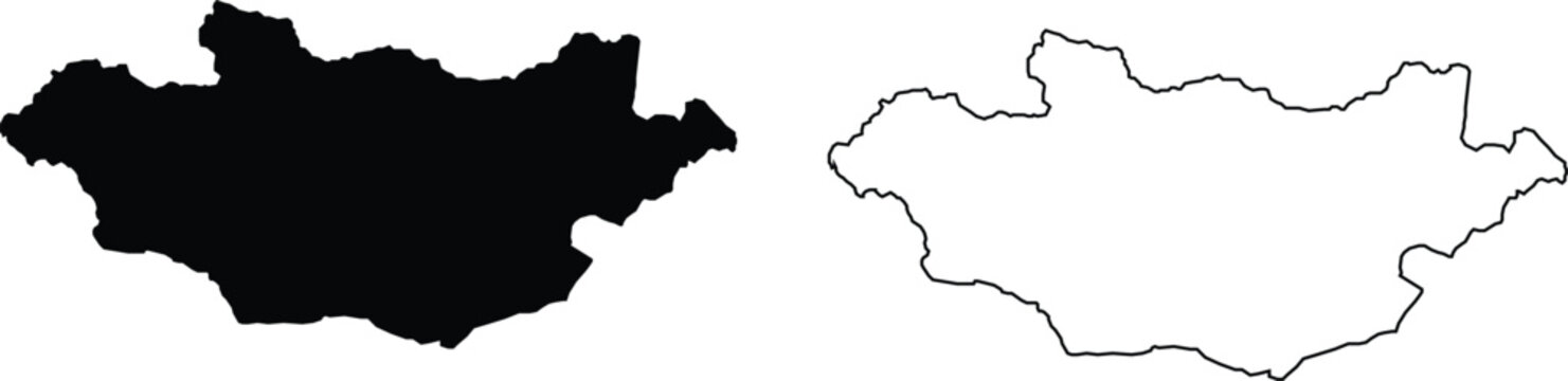 map of mongolia set bundle . black silhouette. flat. laser cut. circuit vinyl cut. commercial use