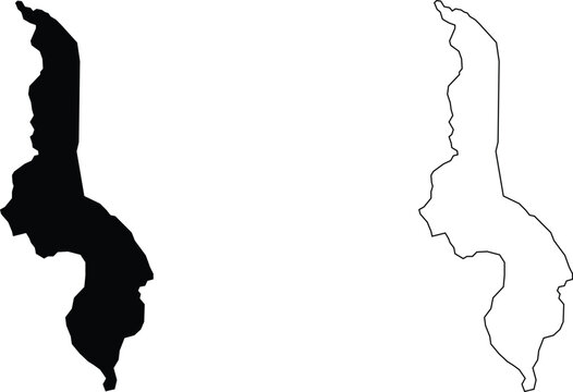 map of malawi set bundle . black silhouette. flat. laser cut. circuit vinyl cut. commercial use