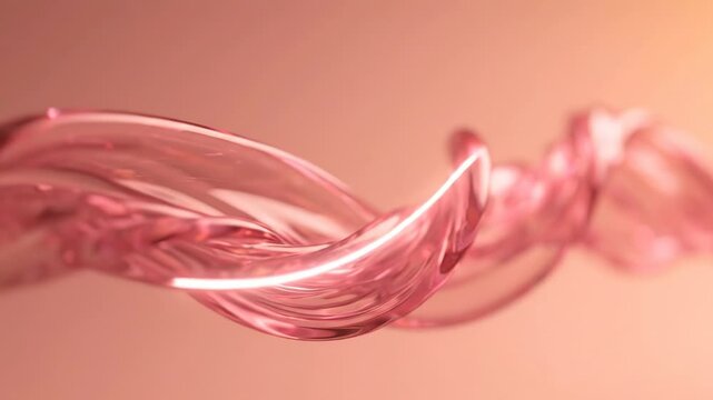Abstract 3d render of a translucent pink liquid spiral wave
