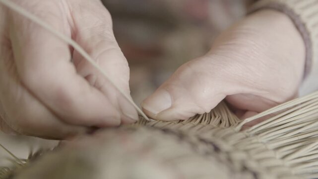 Close Up of Traditional Bon Odori Hat Making by Hand in Ugo Town Akita