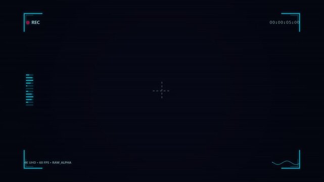 Digital camera viewfinder interface recording with futuristic HUD graphics