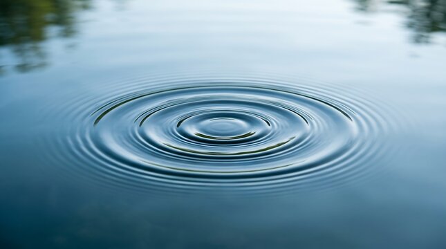 Water ripple effect calm blue surface with concentric wave patterns
