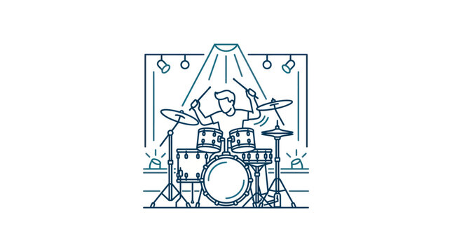 Drummer playing drums with sticks.