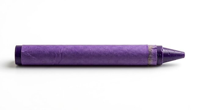 Single Purple Wax Crayon Isolated on White Background.