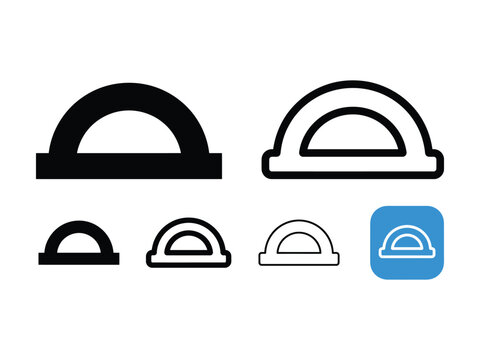 Various styles of protractor and angle measuring icons with transparent background