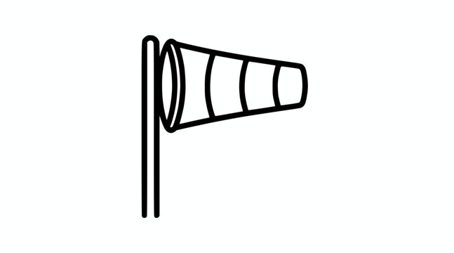 Wind sock icon, weather instrument, wind direction indicator, on white background