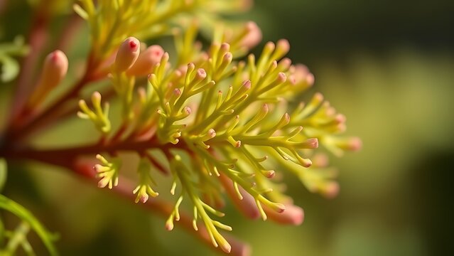 Mimosa leaves closing upon touch, capturing sequential movement with soft light.