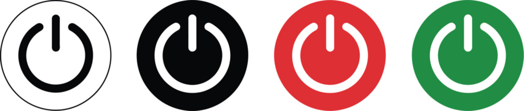 On, off icon set, power switch symbols, toggle control, web interface, user interface, button, activation, shutdown, application controls, modern vector