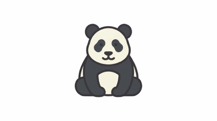 Cute cartoon panda sitting with happy expression. © mbak