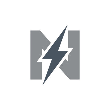 Light grey letter N lightning bolt logo mark.