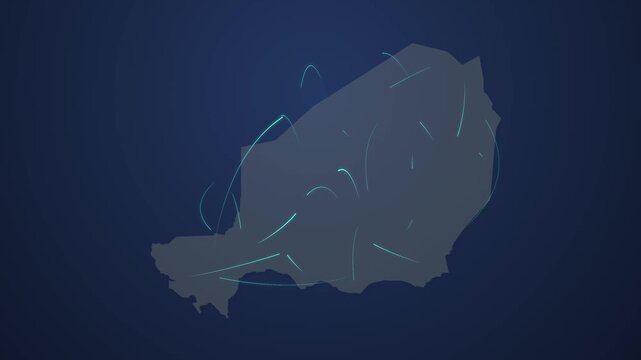 Niger Map with Glowing Light Digital Network Connections, Futuristic Technology Background