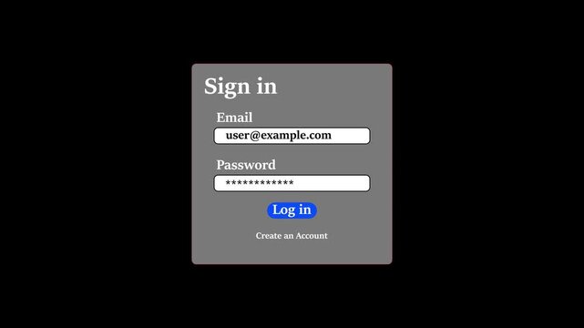 User sign in Interface animation.online privacy, data protection, and secure digital authentication