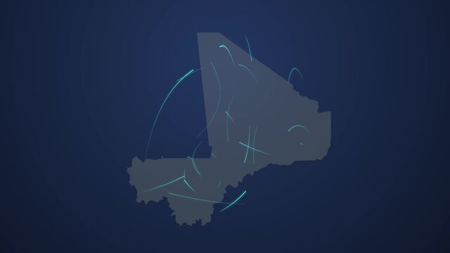 Mali Map with Luminous Digital Network, Innovation, Telecommunications and Global Connectivity Background