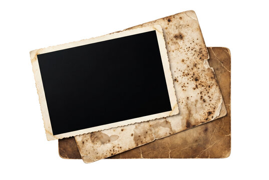 Vintage Photo Frame and Weathered Paper Stack