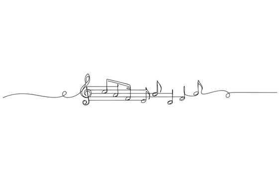 Note vector icon, Continuous one line drawing abstract music note.