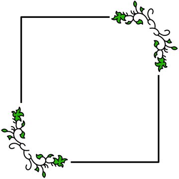 Floral frame with leaves