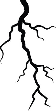 Black ground crack line vector illustration isolated on transparent grid background