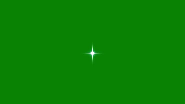 white cartoon blinking Twinkling stars, Stars shine effect, 4K motion effect on green background, glowing light twinkle animation, flat, vector, doodles style stars blinking, star.