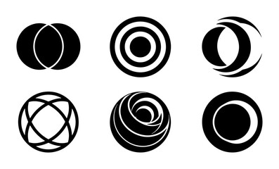 Fototapeta premium 70 Abstract Geometric Icons Set, Minimalist Circle Logos, Modern Branding Symbols, Clean Vector Graphics for Design Projects 100