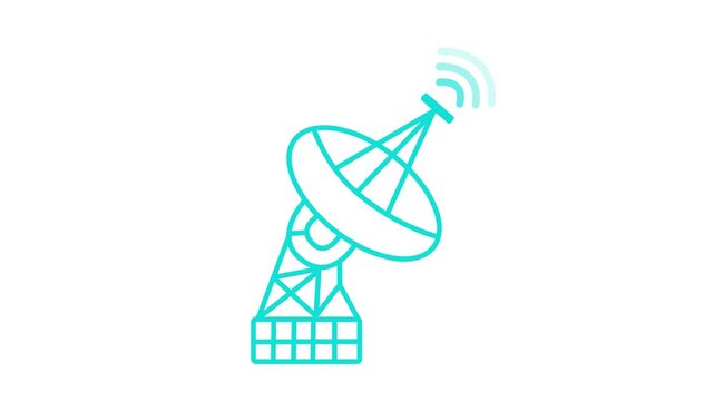 minimalist satellite dish icon with signal waves animation