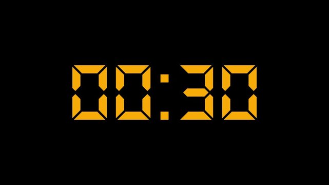 Countdown Digital Clock Animation 35 to 0 second Countdown digital clock timer icon.Animation of glowing 35 to 0 second countdown timer. minute stopwatch , analog clock icon animation. 4k video