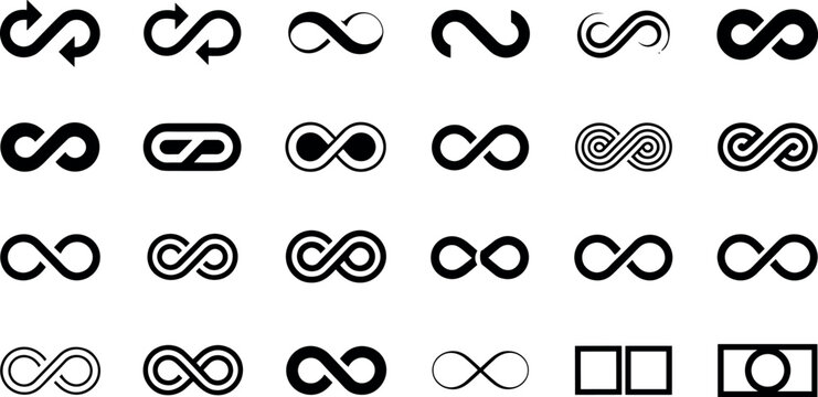 Infinity Symbol Vector Icon Set Collection Abstract Endless Loop Signs for Logo and UI Design