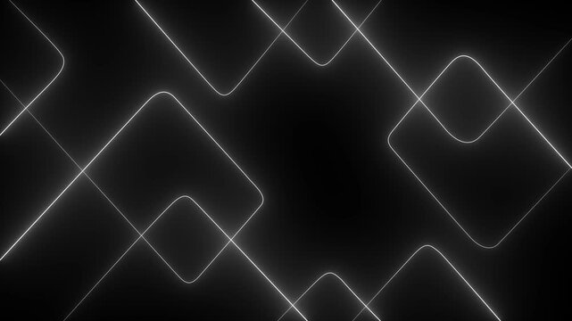 A vibrant dynamic neon line patterns in blue and red gradient abstract background. Neon white laser lines animation on black screen.4k