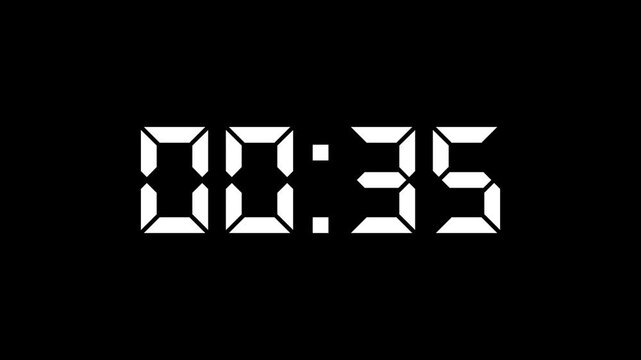 Countdown Digital Clock Animation 40 to 0 second Countdown digital clock timer icon.Animation of glowing 40 to 0 second countdown timer. minute stopwatch , analog clock icon animation. 4k video