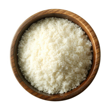White rice in wooden bowl view isolated on white background p n g a i g e n e r a t e d isolated on a transparent background 1