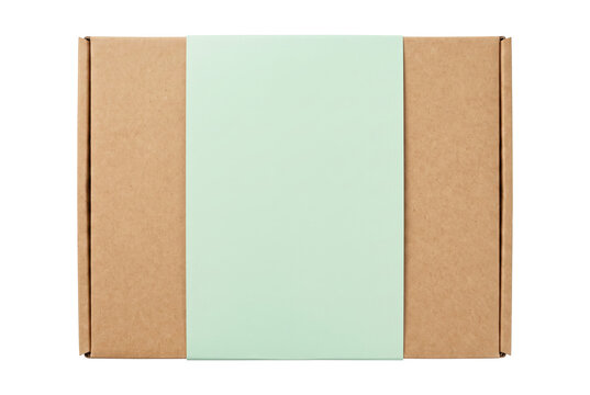 Brown Cardboard Box with Mint Green Label Sleeve