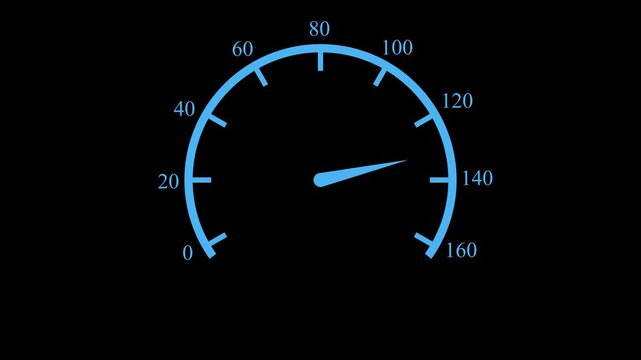 Speedometer gauge with numbers and pointer animation, Minimal speed gauge with needle animated