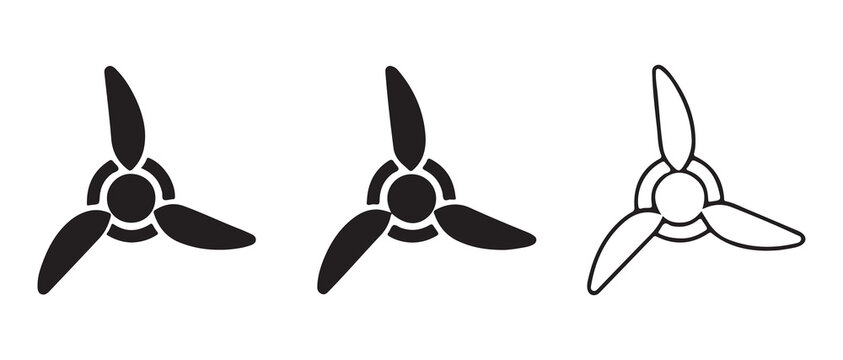 propeller fan blade designs with varying thickness and outline styles isolated on transparent background