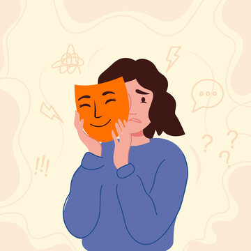 woman social pressure emotional masking and smilling depression mental health psychology concept
