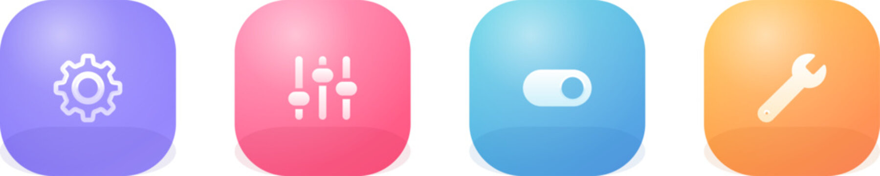 Colorful settings icon set for app or website customization