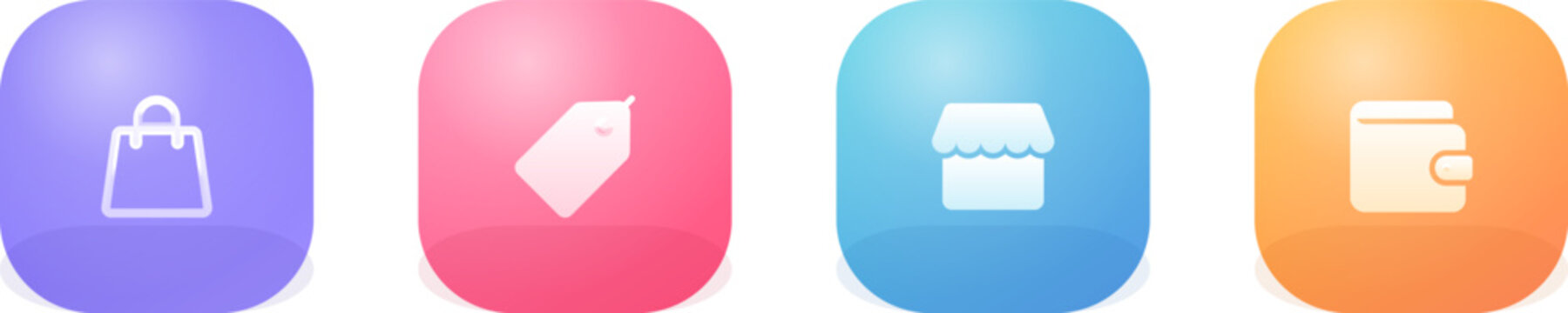 Set of colorful rounded square icons for e-commerce and shopping applications