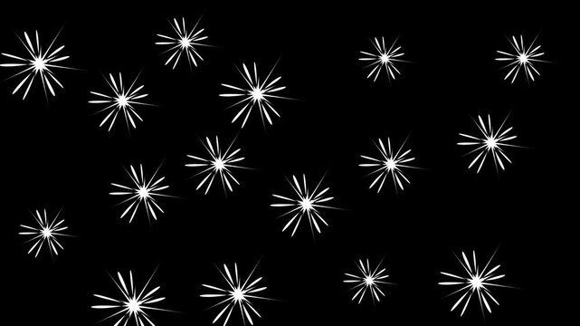 Animated white snowflakes falling on black background overlay