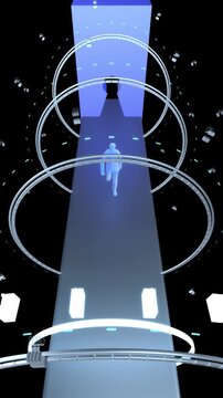 Businessman running into the future metaverse