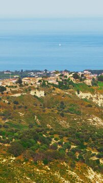 Upper village of Bovalino in Calabria, aerial view