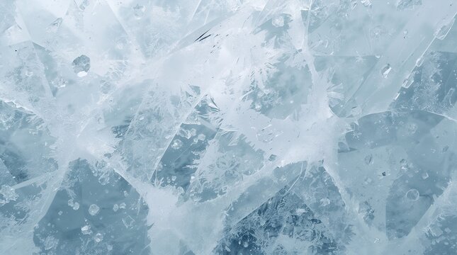 Cracked Ice Crystal Texture with Frost Patterns on Light Blue Background