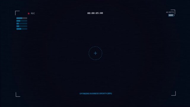 Futuristic digital camera interface recording data with hud overlay