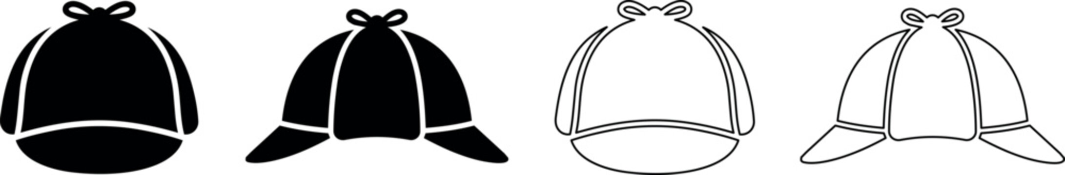 Collection of deerstalker hats in silhouette and outline styles