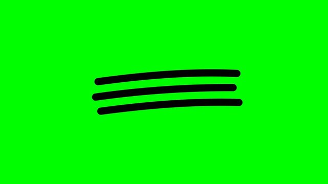 Animated Hand Drawn Triple Underline on Green Screen, Bold Black Marker Emphasis Strokes Appearing Under Text for Video Editing, Tutorials, Presentations, Social Media, Advertising and Chroma Key