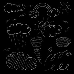 Obraz premium Black and white forecast weather doodle