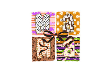 Obraz premium Patchwork Mama Halloween Leopard Ghost Sublimation Design