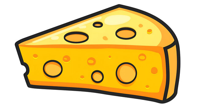 Cartoon cheese wedge illustration on black transparent background