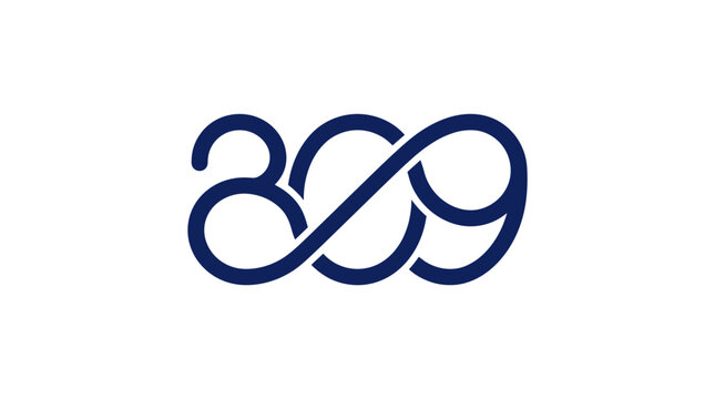 Modern stylized number 309 line art logo.