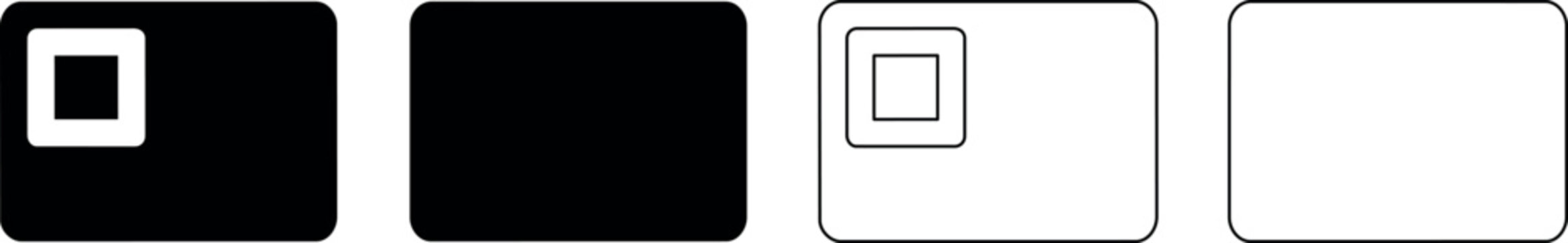 Set of four abstract graphic elements with rounded corners and square shapes