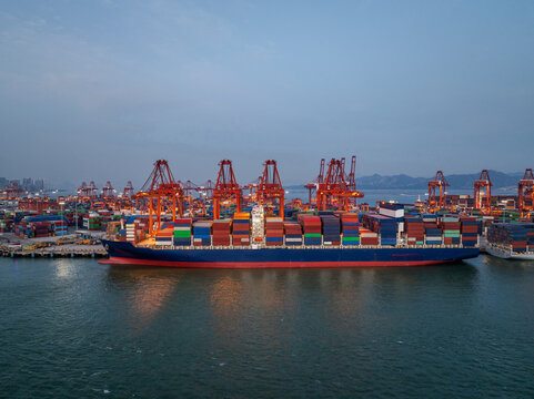 Container Ship at Industrial Port