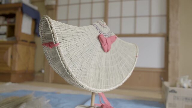 Traditional Bon Odori Hat Displayed Indoors in Ugo Town Akita Prefectu